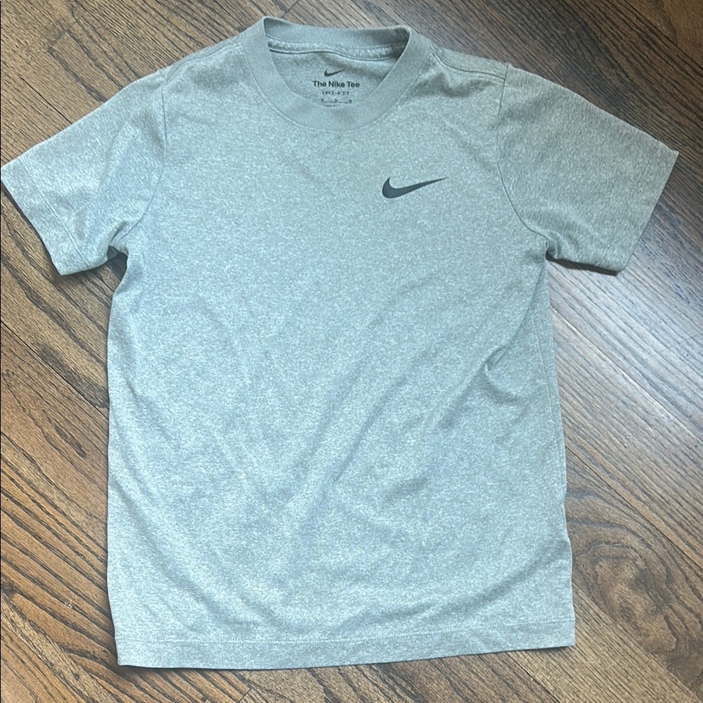 Nike Gray Short Sleeve Dri-Fit Tee with Swoosh Logo